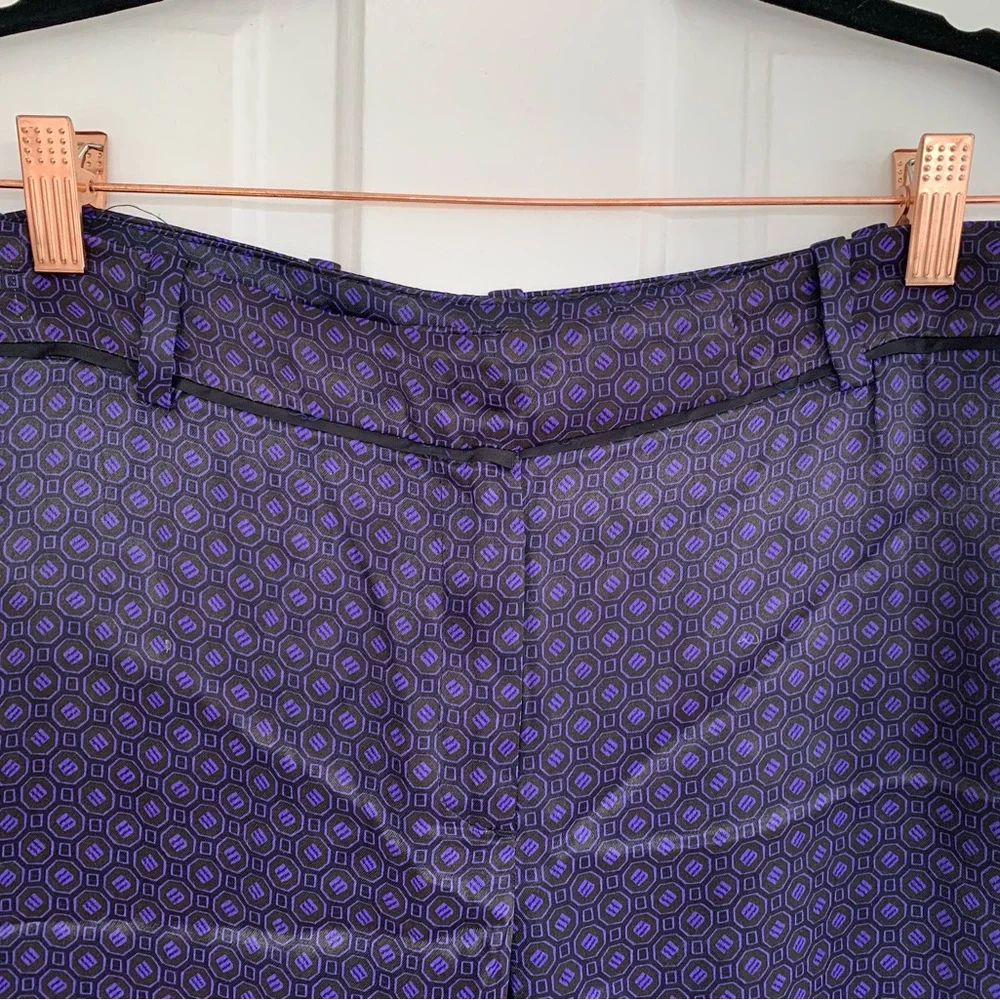 Massimo Dutti Purple Satin Trousers Geometric Pattern New Pants Size 6 - Picture 5 of 16